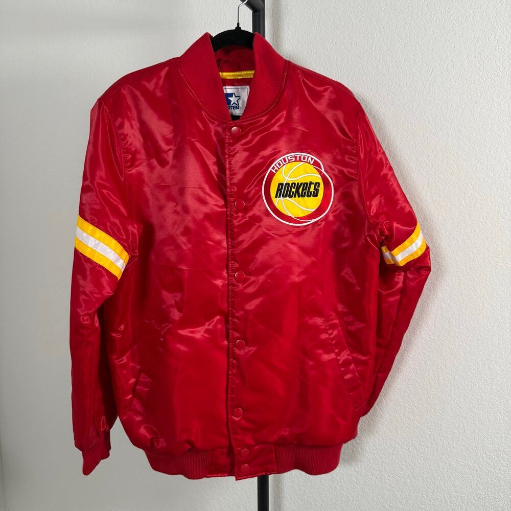 Vintage Starter Houston Rockets Satin Bomber Jacket Size Medium